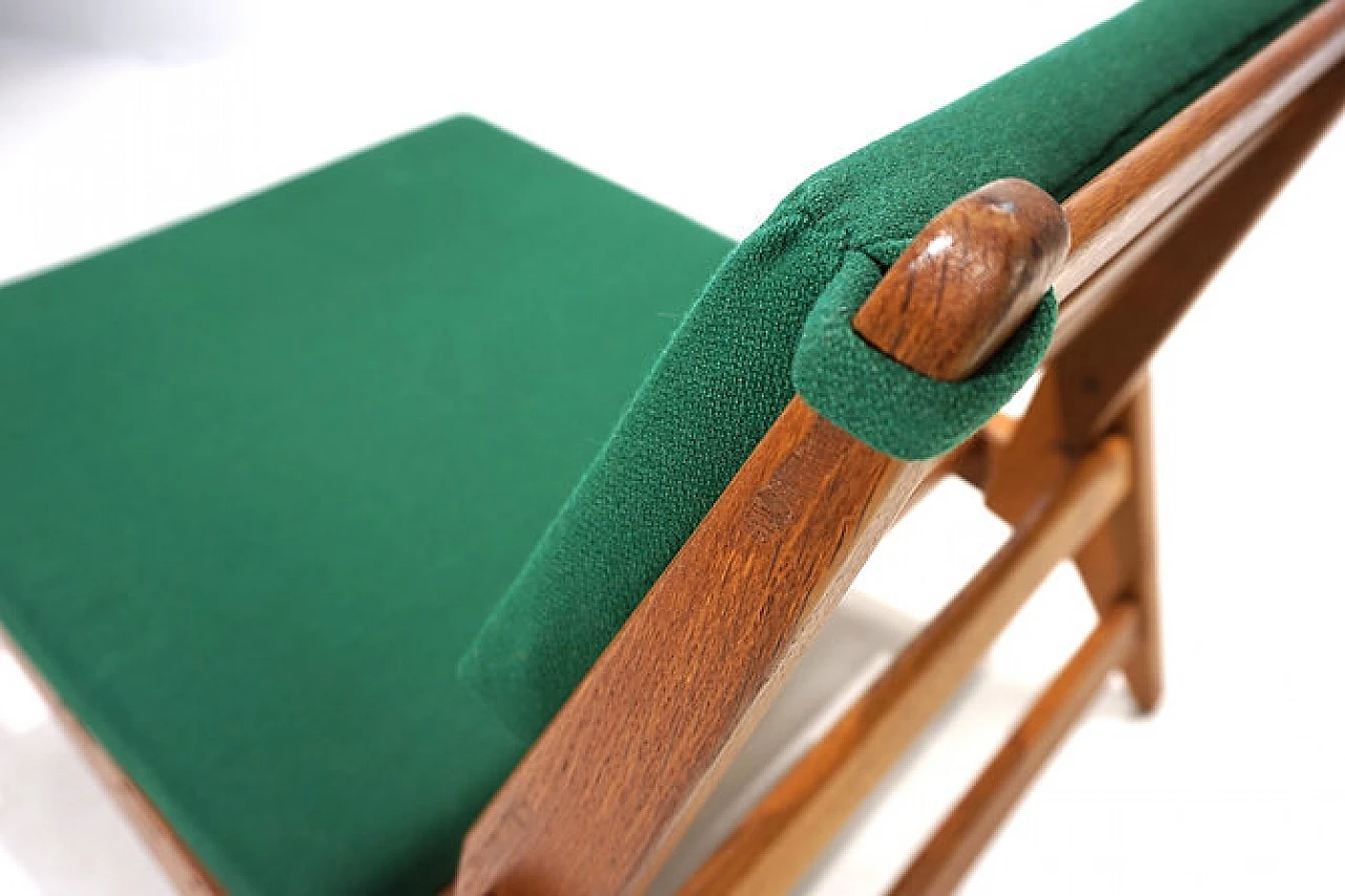 Hunting chair in oak & green fabric by H. Heger for PGH, 1950s 11