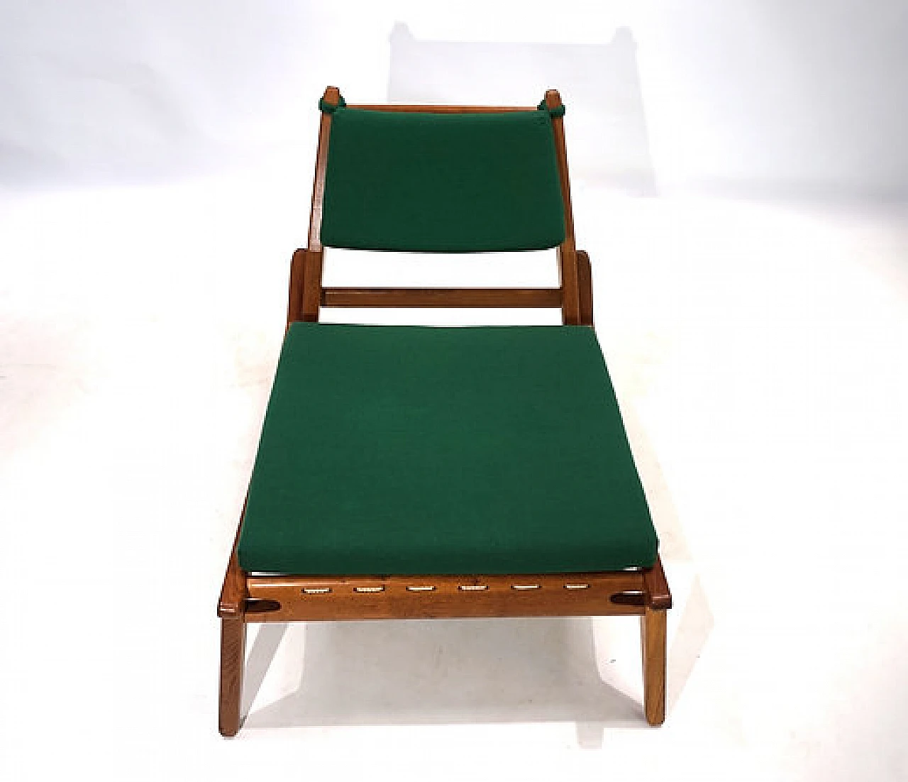 Hunting chair in oak & green fabric by H. Heger for PGH, 1950s 15