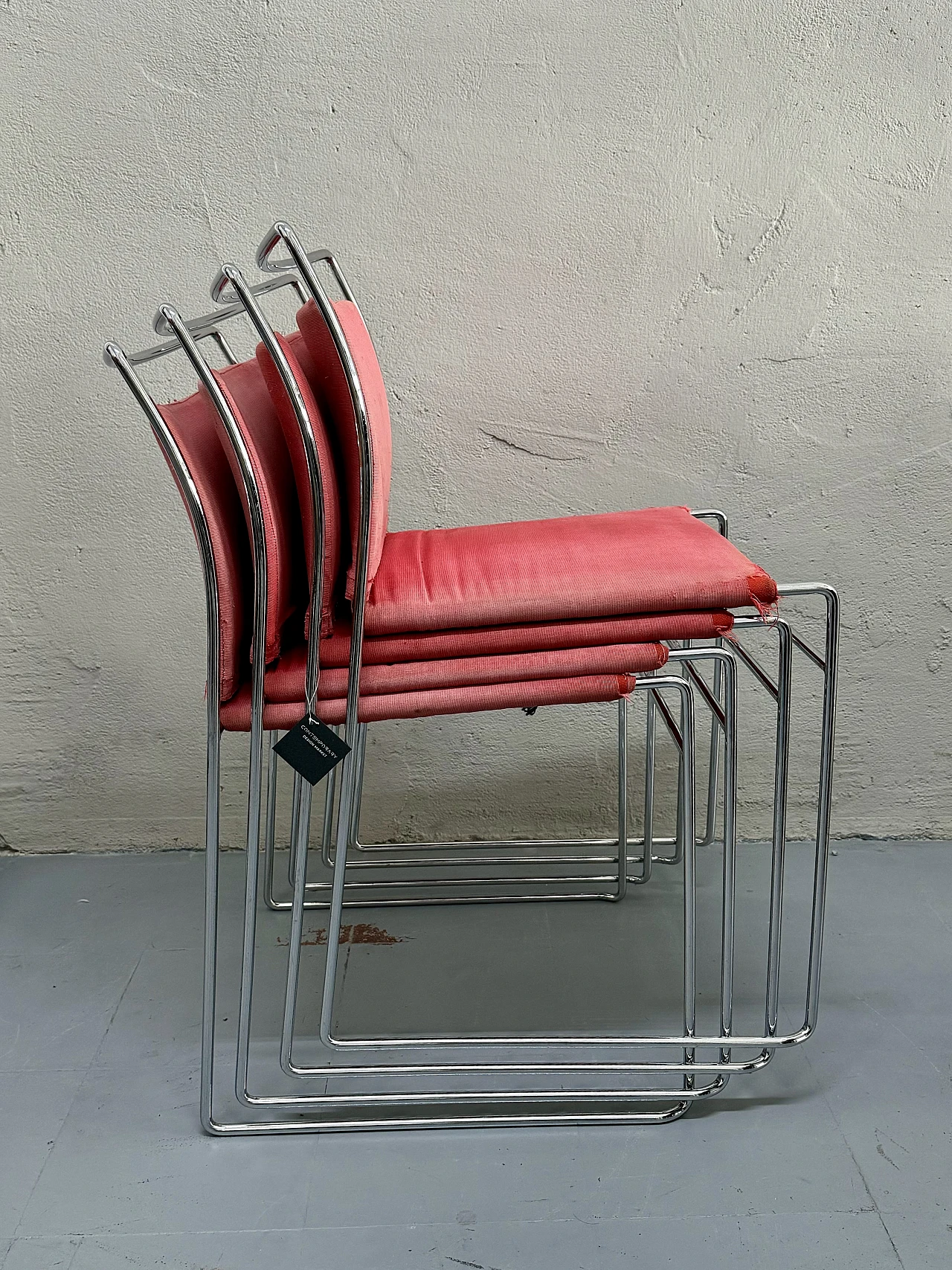 4 Chromed metal Tulu chairs by Takahama Kazuide, 1970s 2