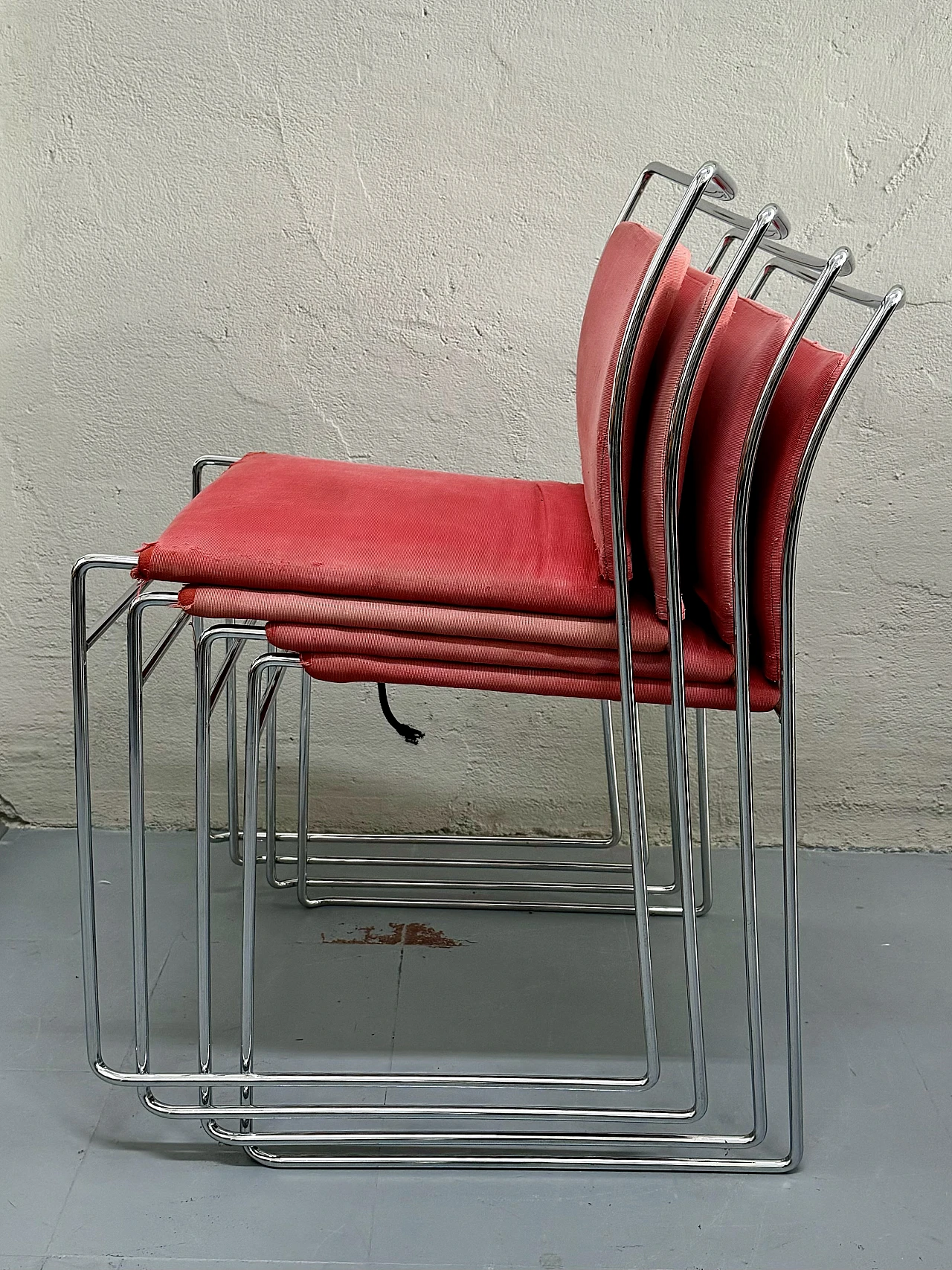 4 Chromed metal Tulu chairs by Takahama Kazuide, 1970s 4