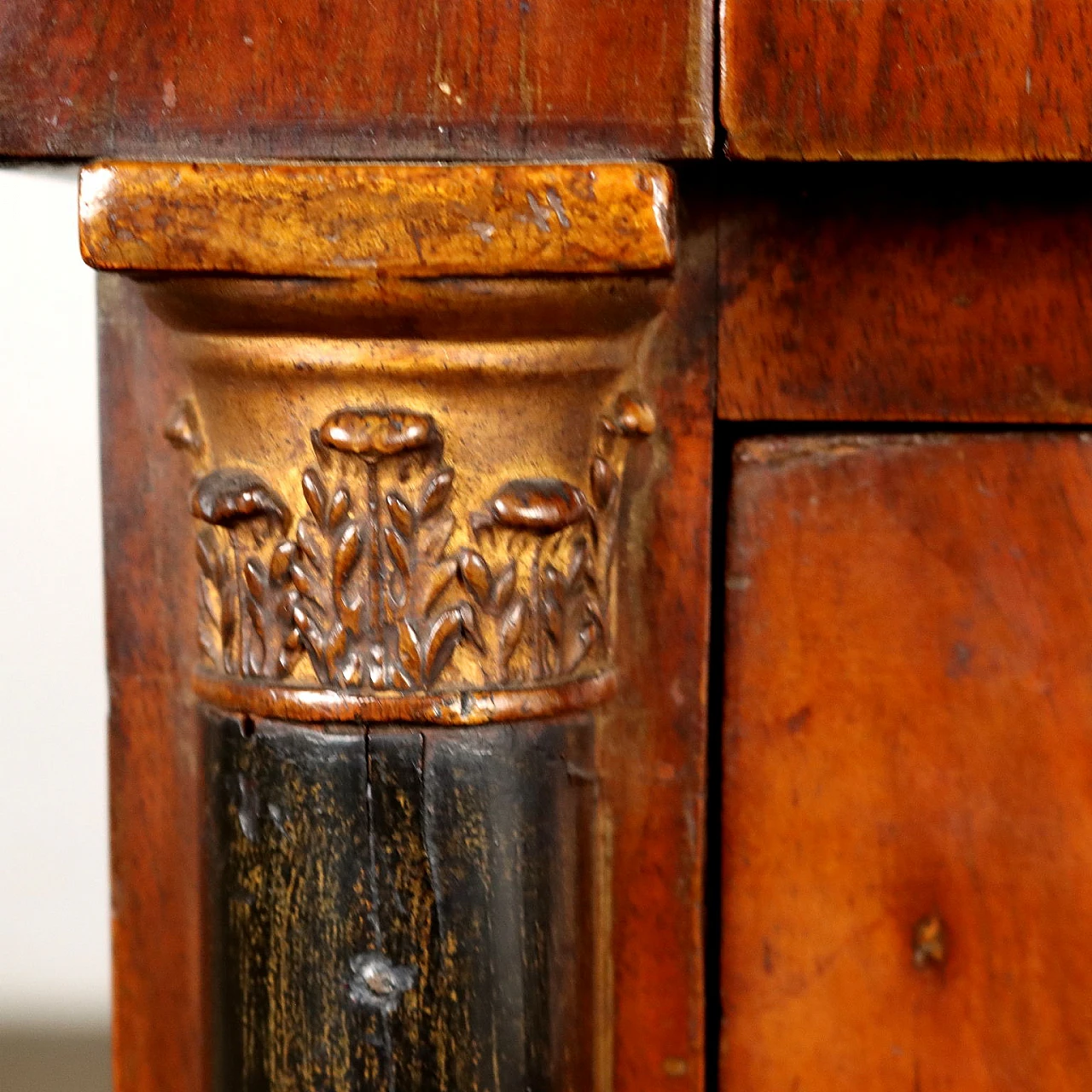 Empire walnut nightstand with marble top & plinth feet, 19th century 8