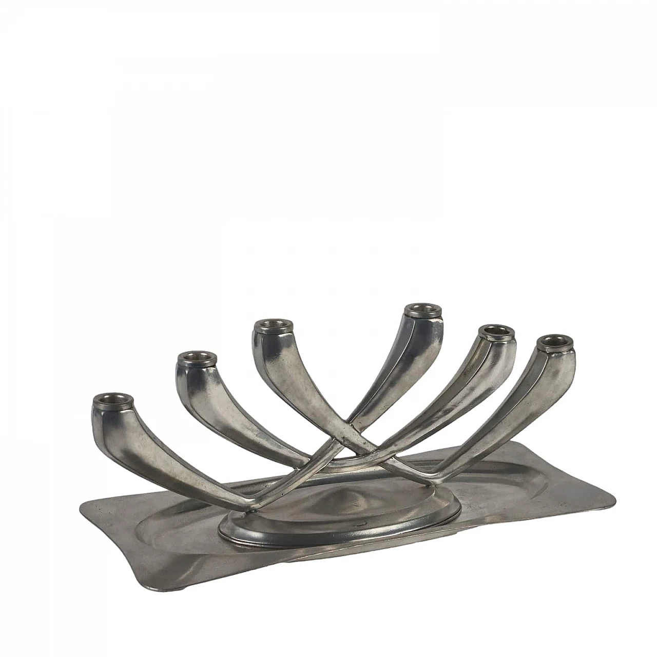 Pewter candelabra and tray by Giovanni Patrini for Atena, 1980s 1