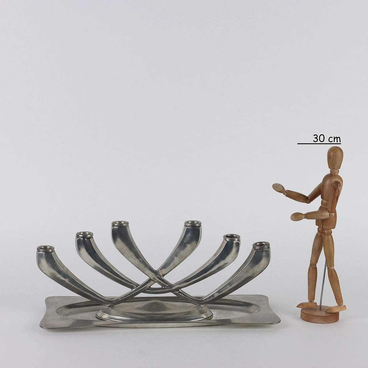 Pewter candelabra and tray by Giovanni Patrini for Atena, 1980s 2