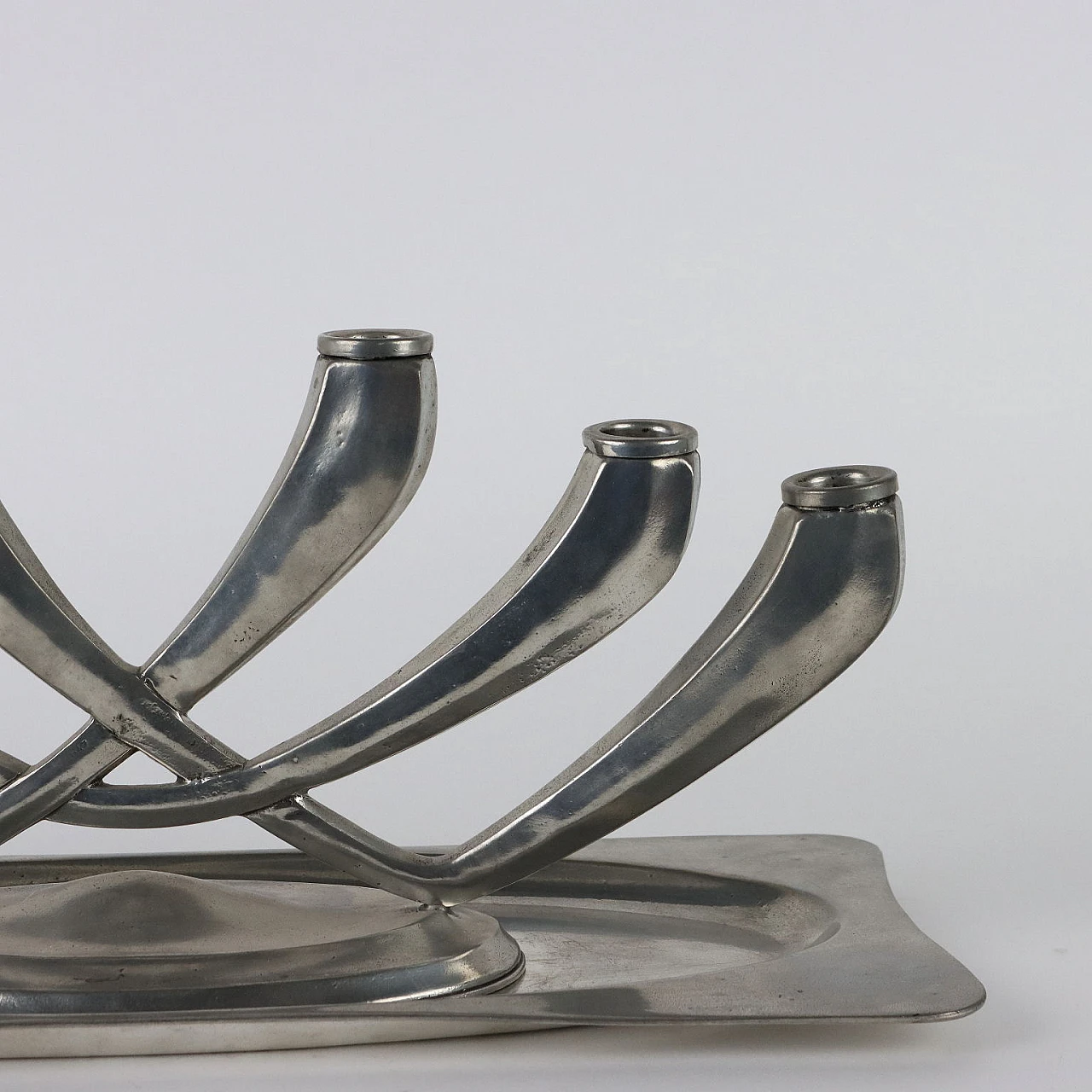 Pewter candelabra and tray by Giovanni Patrini for Atena, 1980s 4