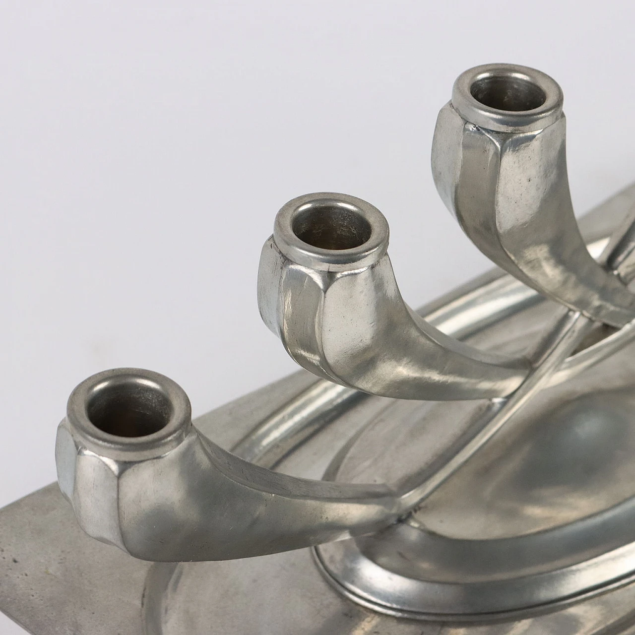 Pewter candelabra and tray by Giovanni Patrini for Atena, 1980s 5