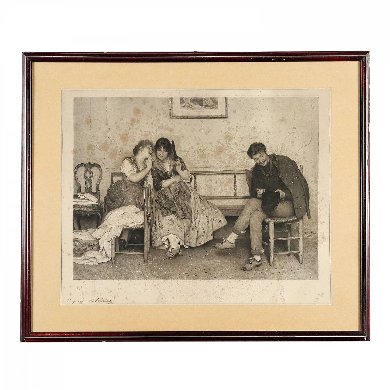 Eugene de Blaas, Gallant Scene, lithograph, 1885 1