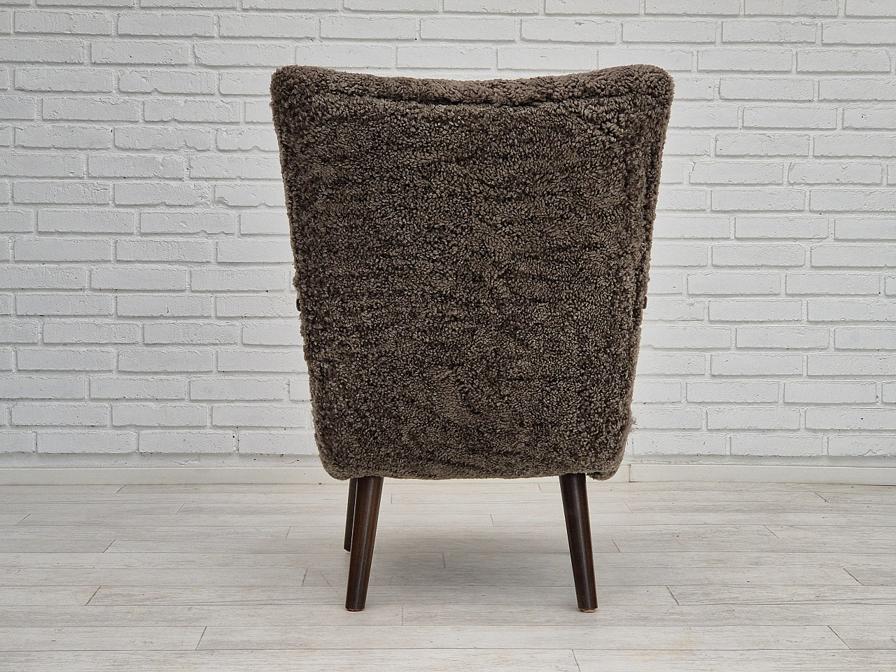 Danish beech and sheepskin Wellington armchair, 1960s 10