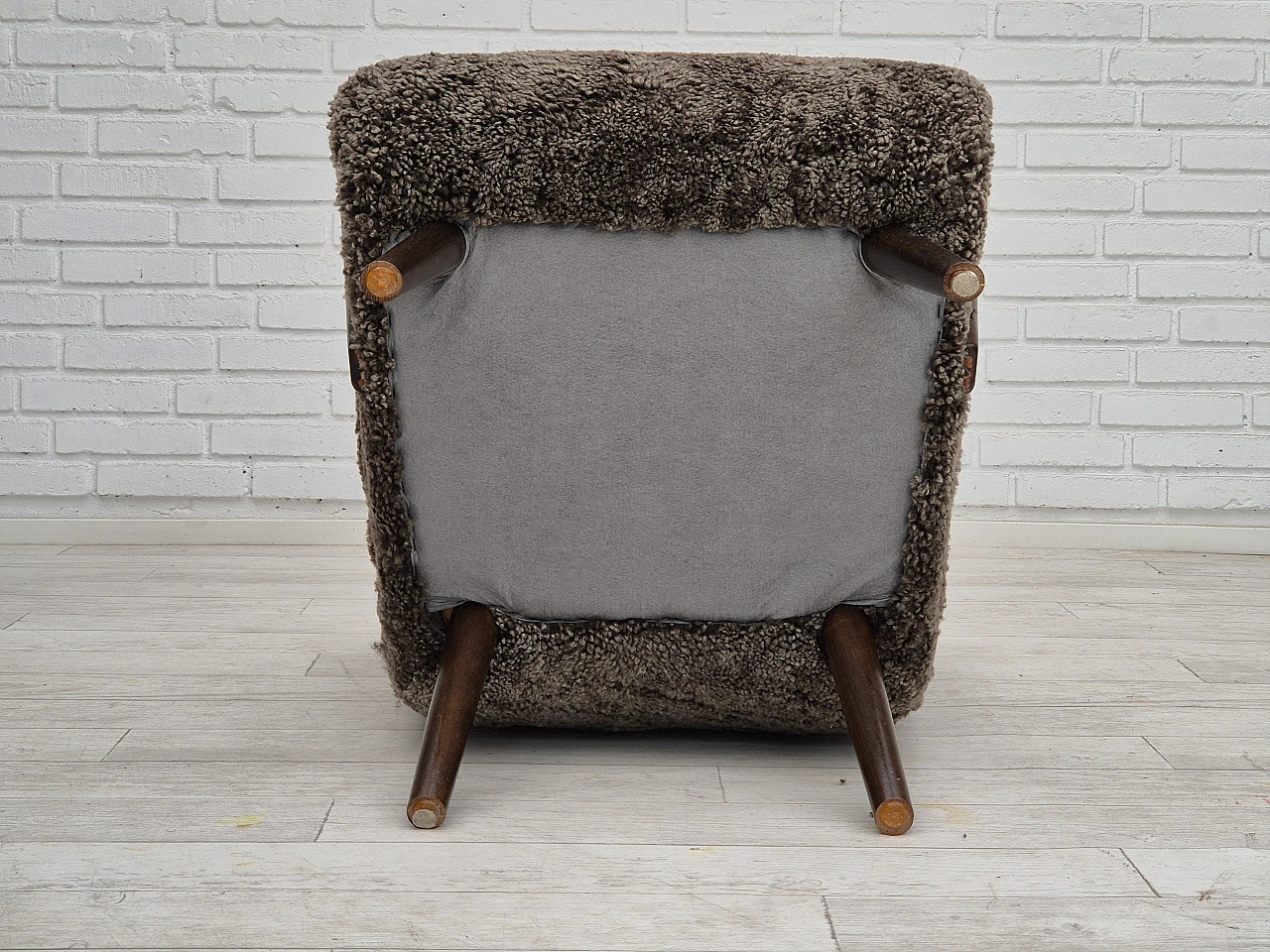 Danish beech and sheepskin Wellington armchair, 1960s 15