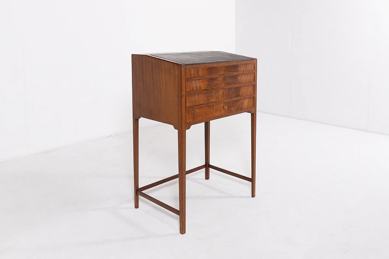 Mahogany writing desk with drawers by Frits Henningsen, 1950s 1