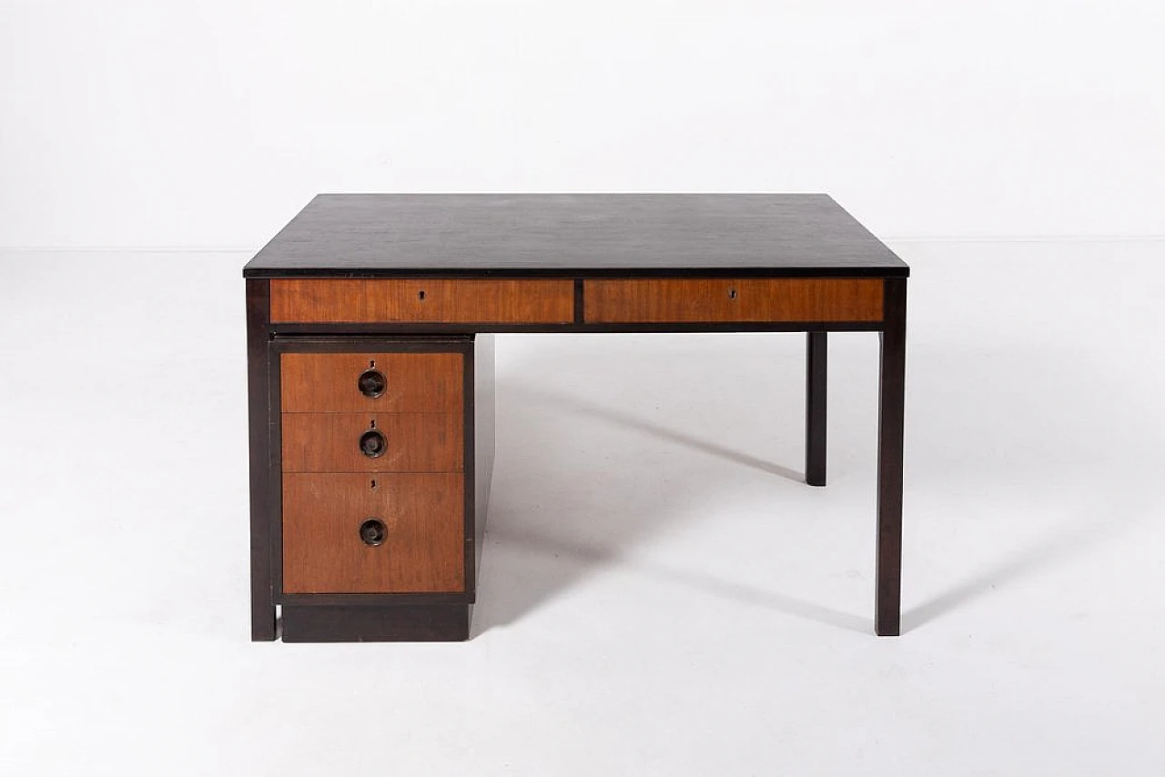 Scandinavian desk with drawers unit in walnut veneer, 1960s 1