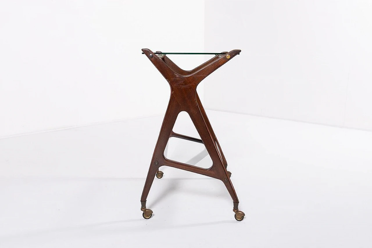 Sculptural coffee table in wood and glass, 1960s 4