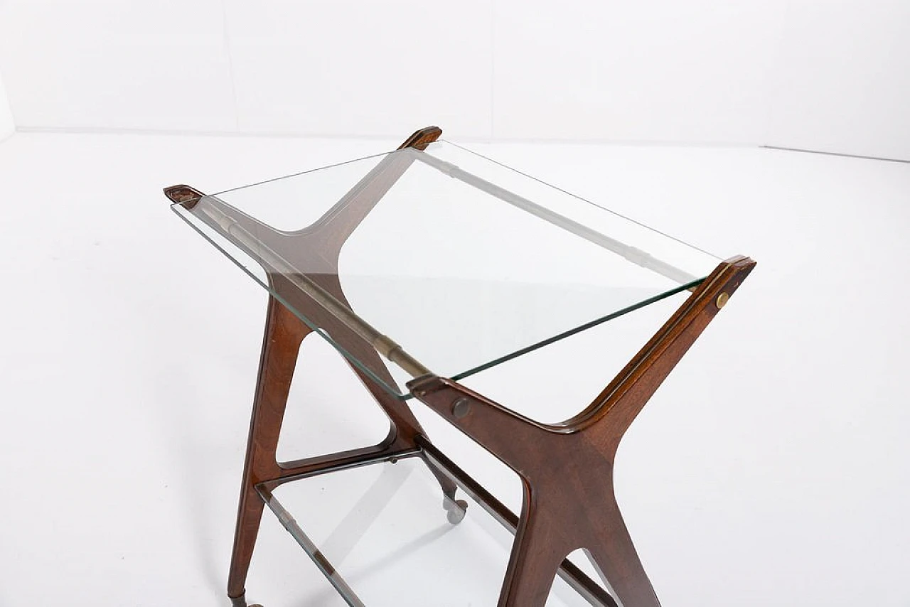 Sculptural coffee table in wood and glass, 1960s 6