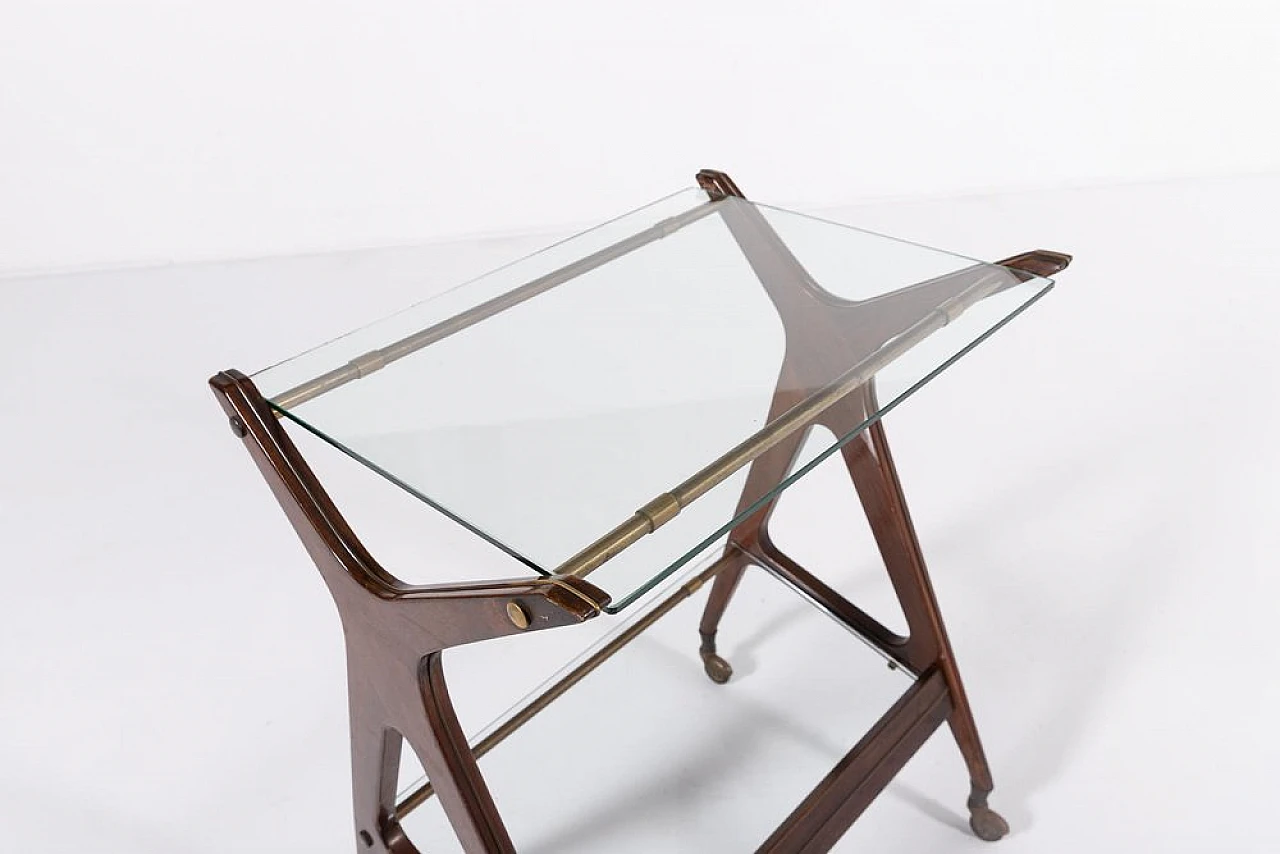 Sculptural coffee table in wood and glass, 1960s 7