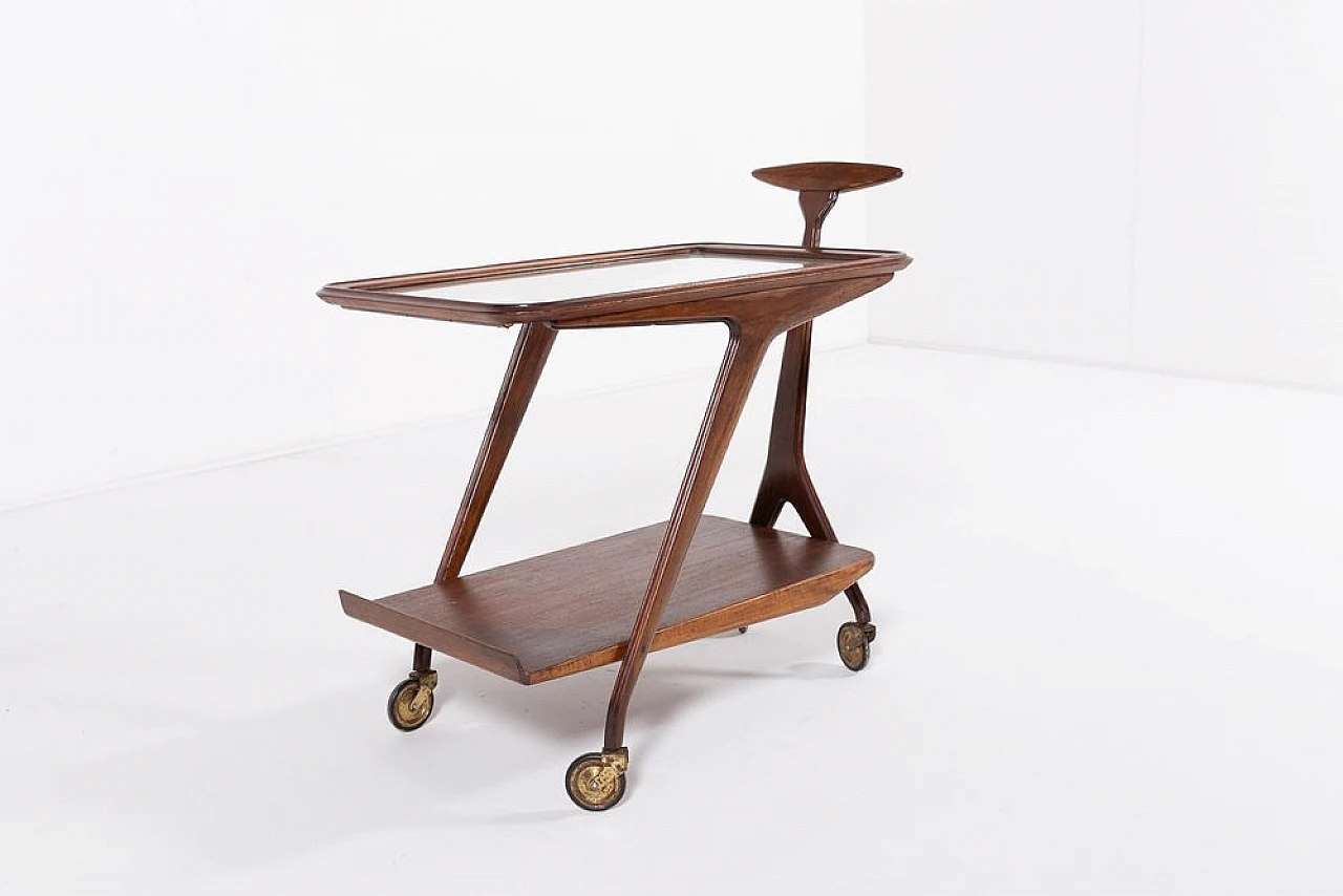 Gianfranco Frattini bar cart on wheels, 1960s 1