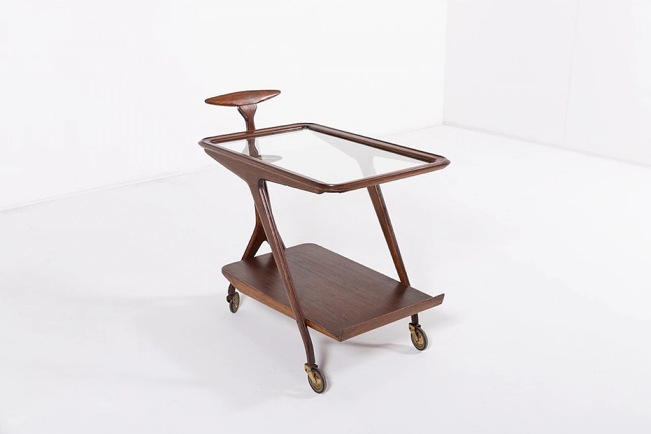 Gianfranco Frattini bar cart on wheels, 1960s 5