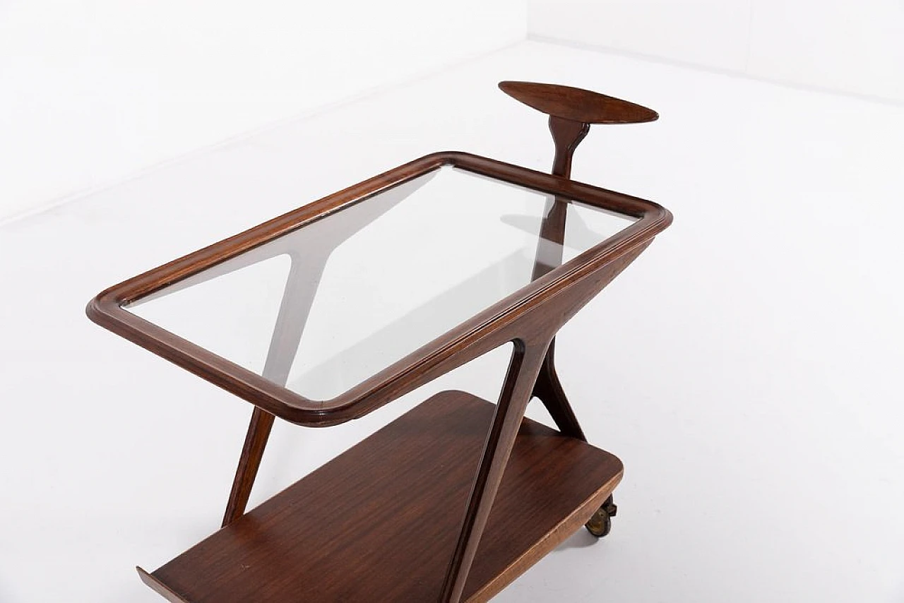 Gianfranco Frattini bar cart on wheels, 1960s 9