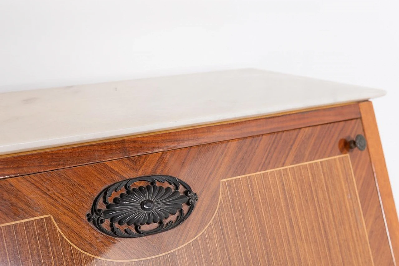 Wood, marble and brass dresser with drawers by Martineli, 1950s 8