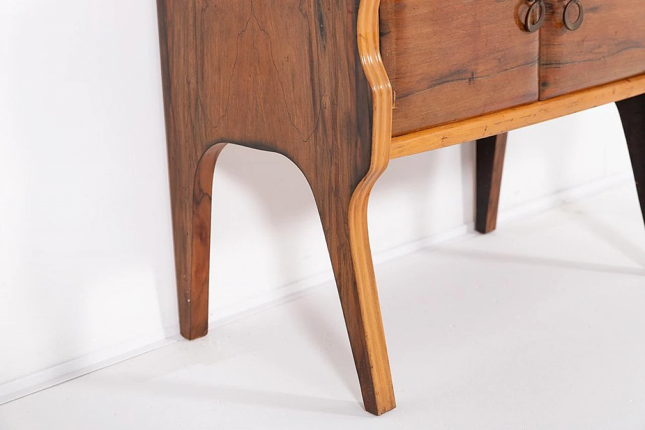 Mid-Century sculptural Nightstand in wood and glass, 1950s 3