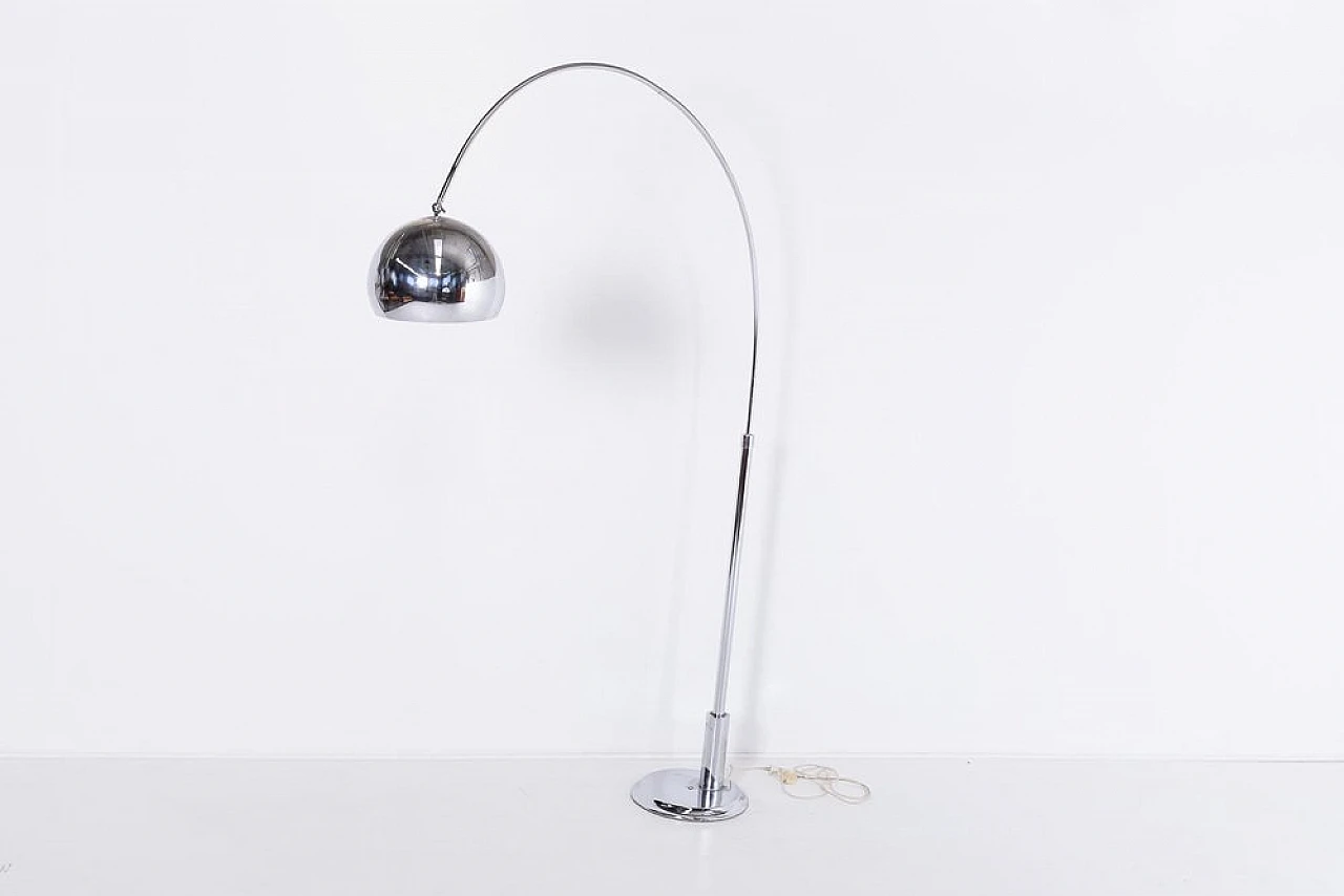 Chrome-plated steel arch floor lamp, 1980s 2