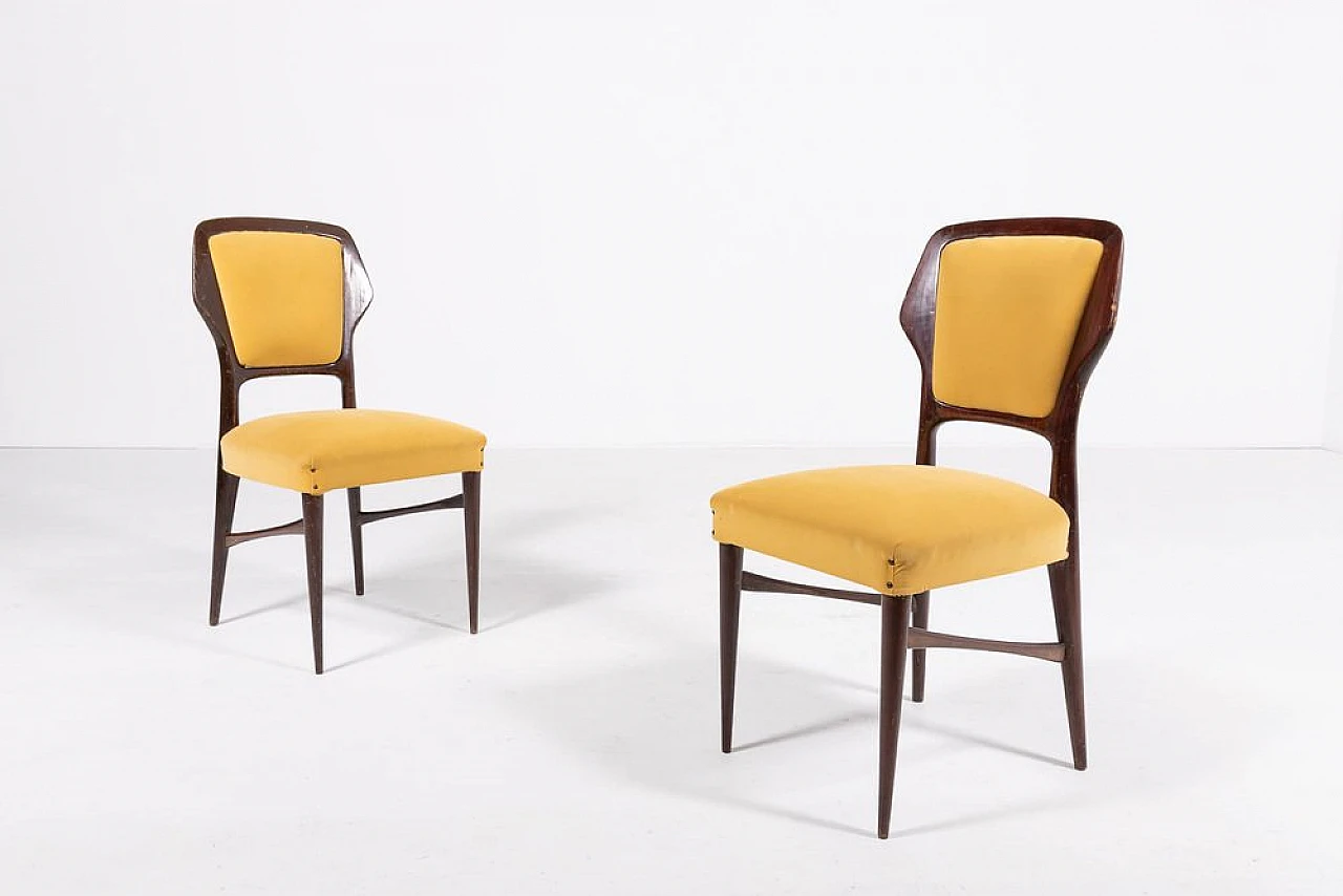 6 Chairs in walnut and velvet by Vittorio Dassi, 1960s 3