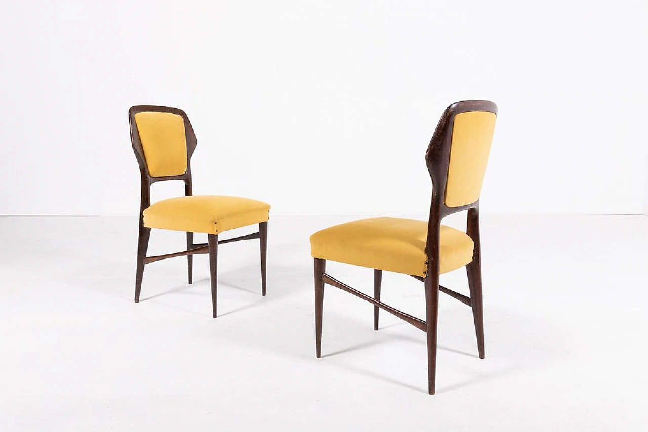 6 Chairs in walnut and velvet by Vittorio Dassi, 1960s 5