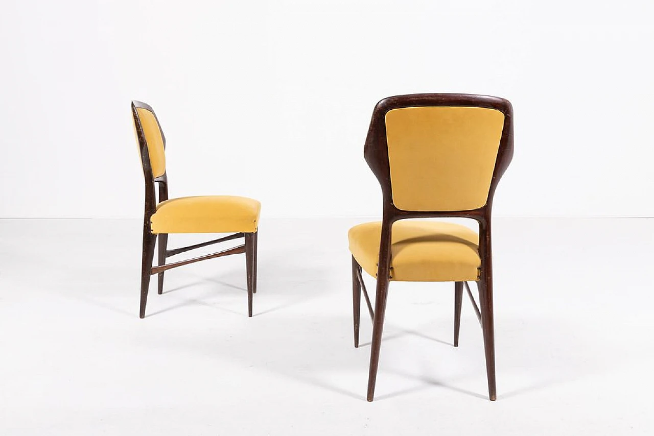 6 Chairs in walnut and velvet by Vittorio Dassi, 1960s 6