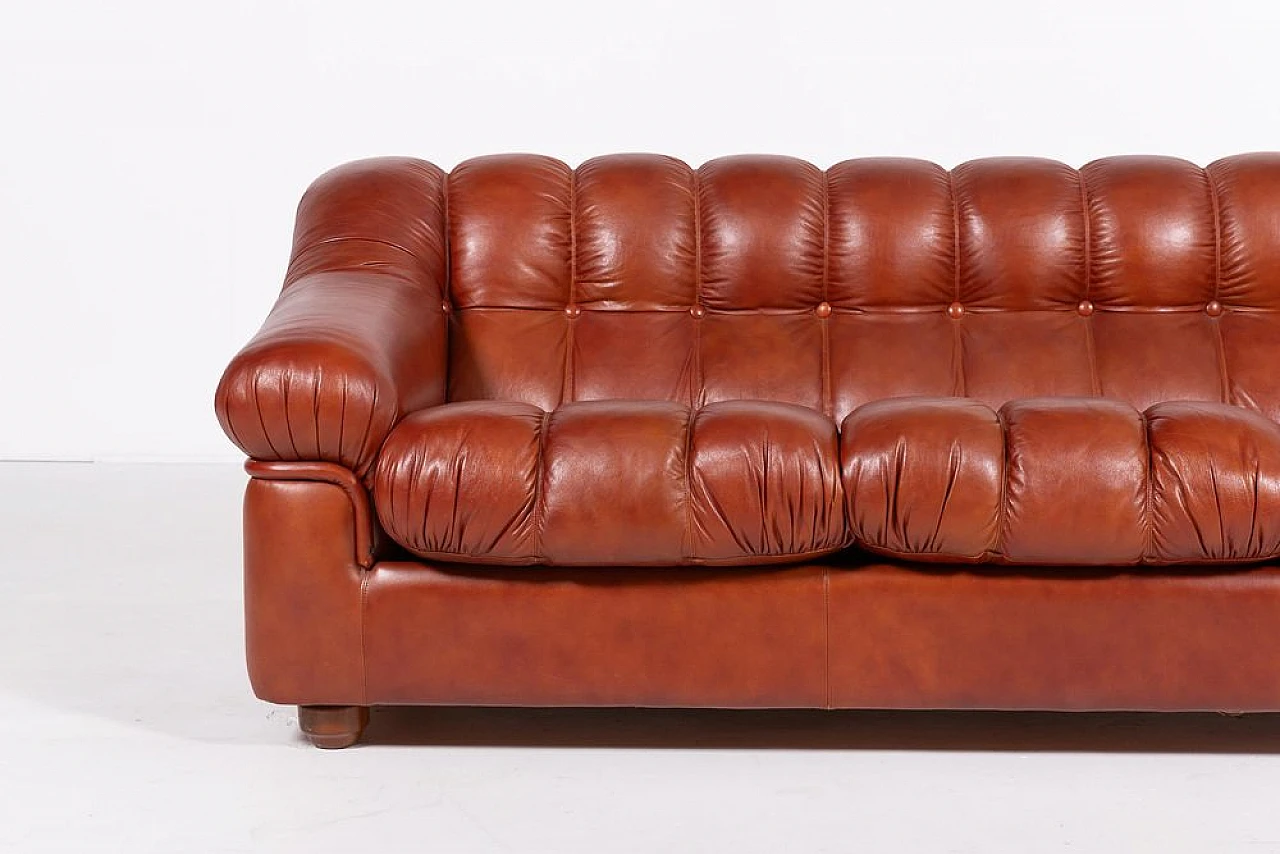 Modern three-seat leather sofa, 1970s 2