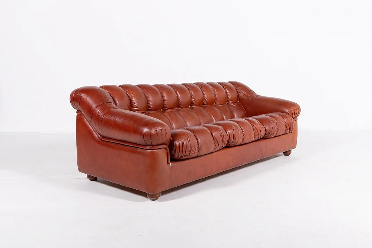 Modern three-seat leather sofa, 1970s 3