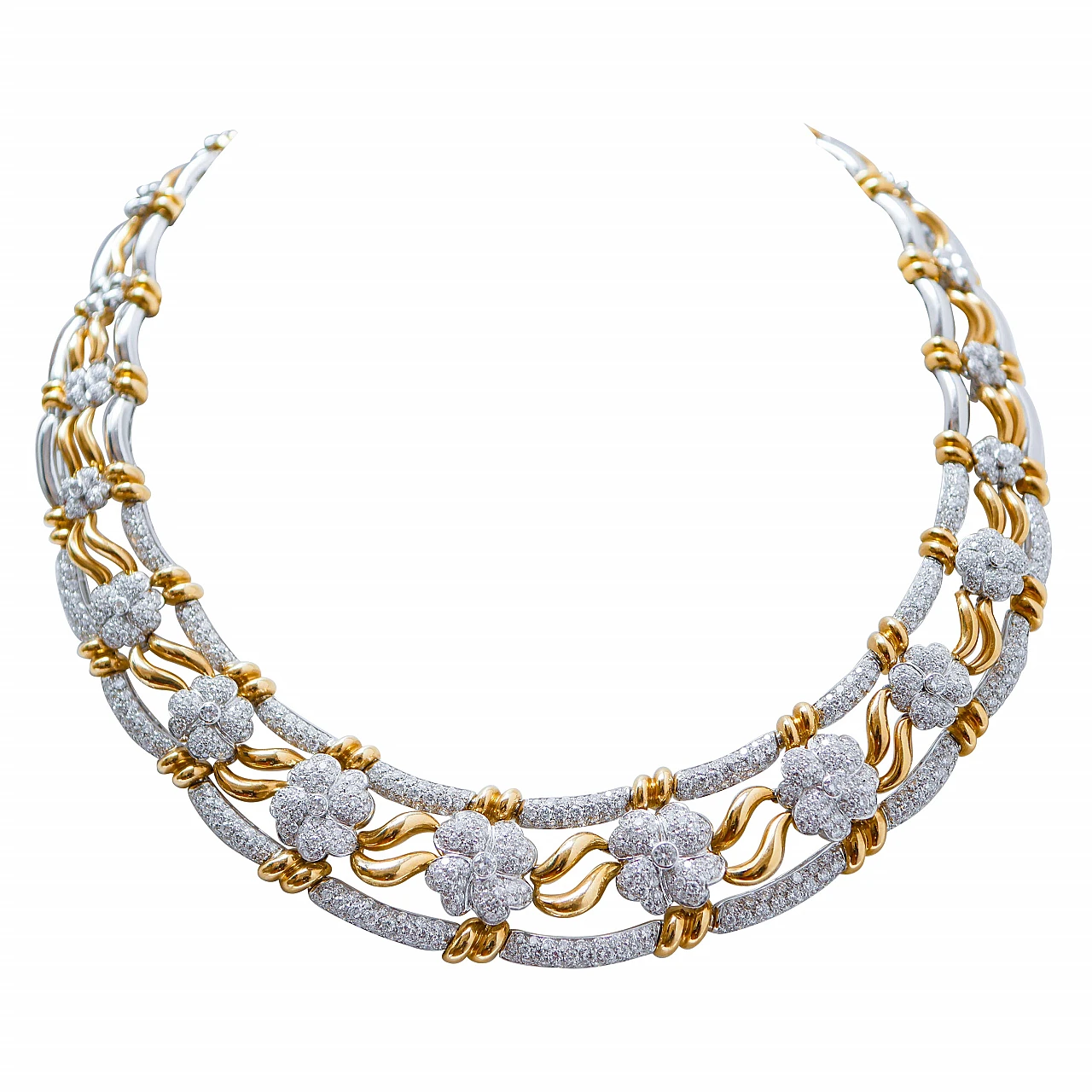 18K yellow and white gold necklace with diamonds, 1950s 1