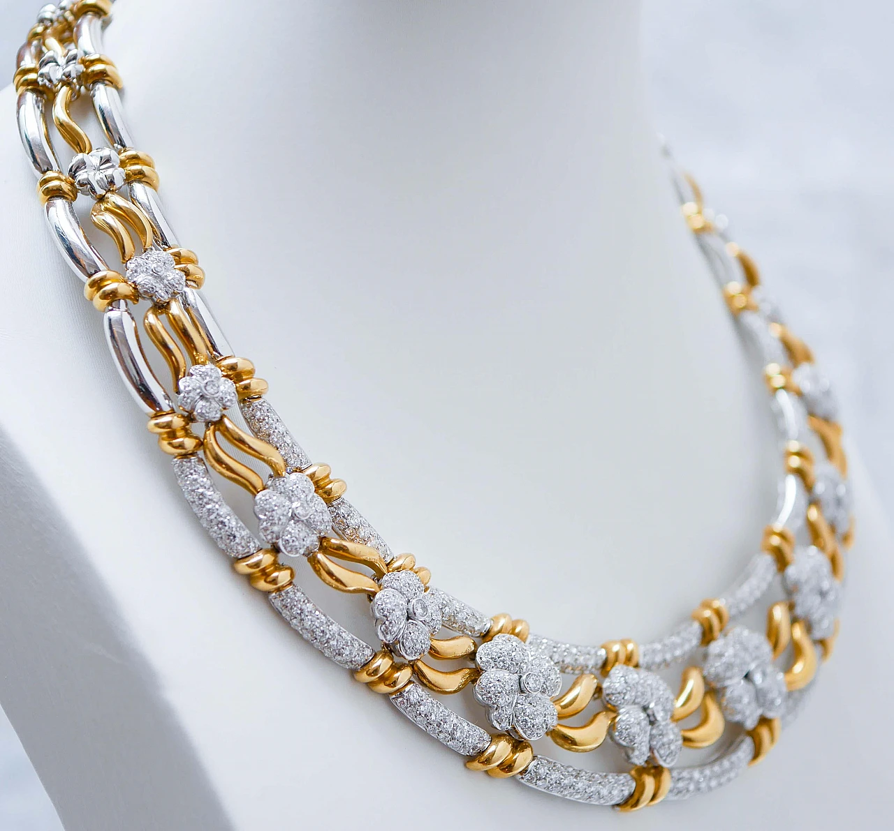 18K yellow and white gold necklace with diamonds, 1950s 2