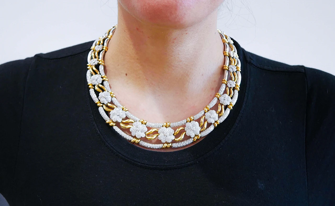 18K yellow and white gold necklace with diamonds, 1950s 4