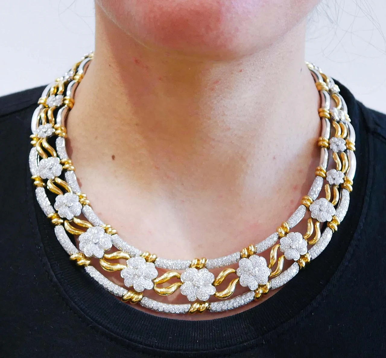 18K yellow and white gold necklace with diamonds, 1950s 5