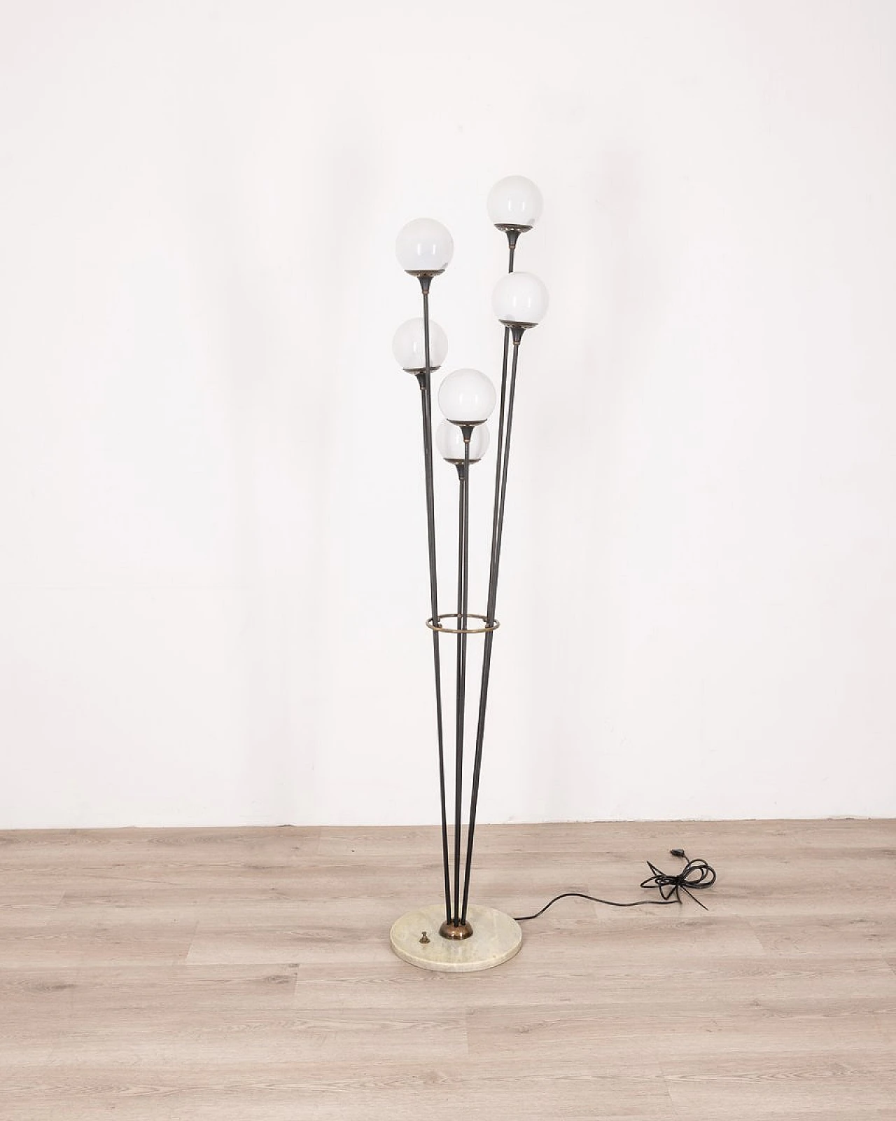 Alberello floor lamp in brass, glass & marble by Stilnovo, 1950s 1