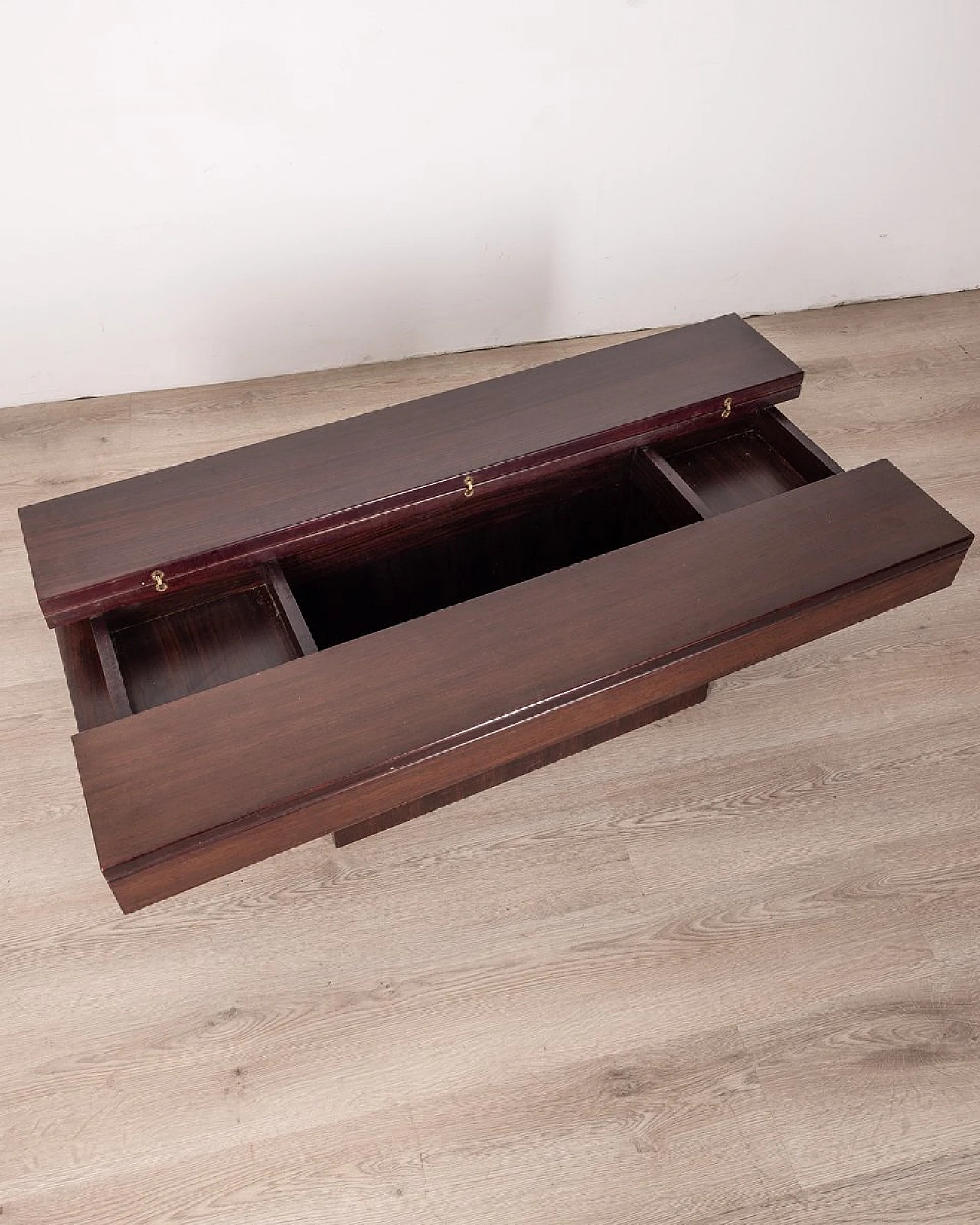 Wooden coffee table with internal storage compartment, 1960s 3