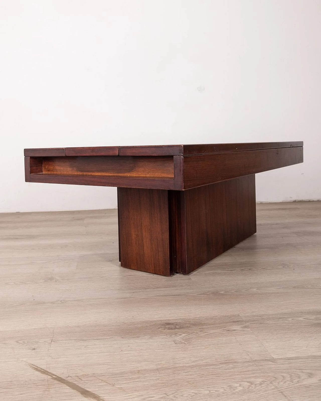 Wooden coffee table with internal storage compartment, 1960s 4