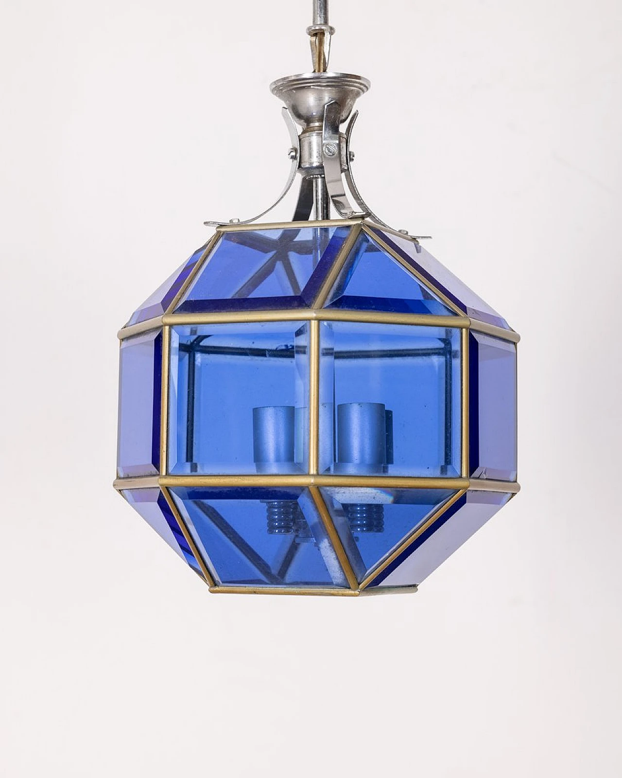 Lampadario in vetro blu, anni '60 2