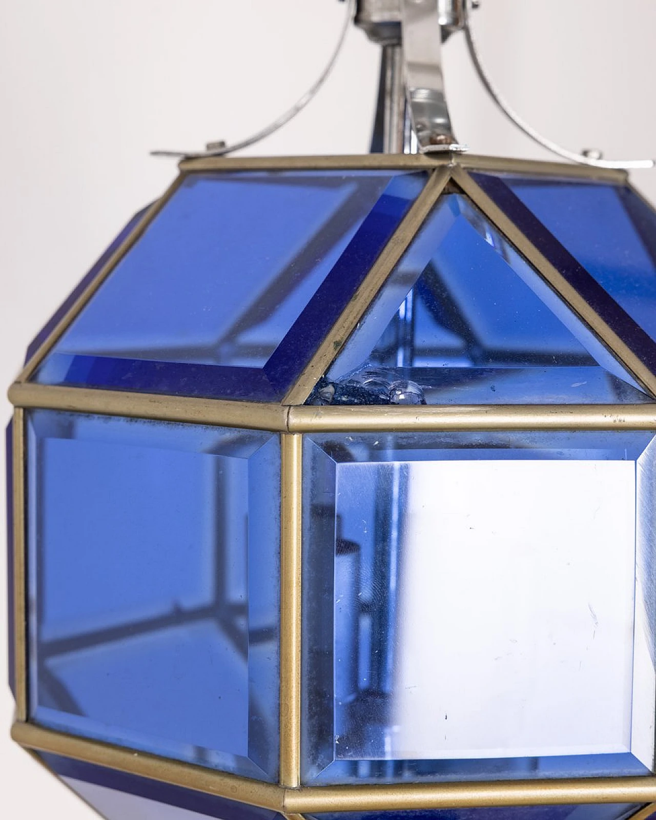 Lampadario in vetro blu, anni '60 4