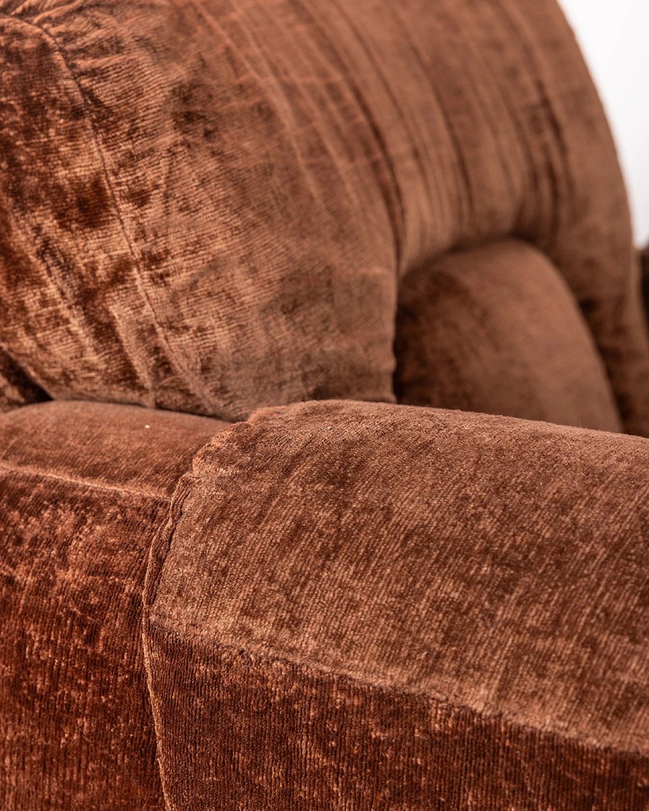 Pair of brown velvet armchairs, 1960s 3