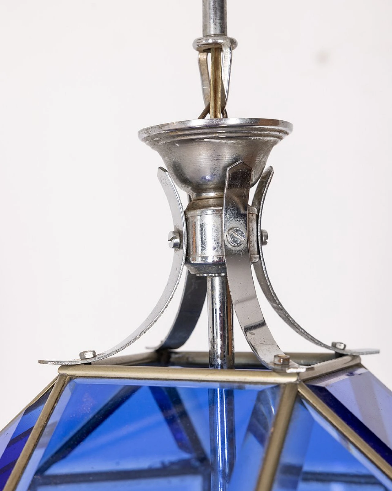 Blue glass chandelier, 1960s 5