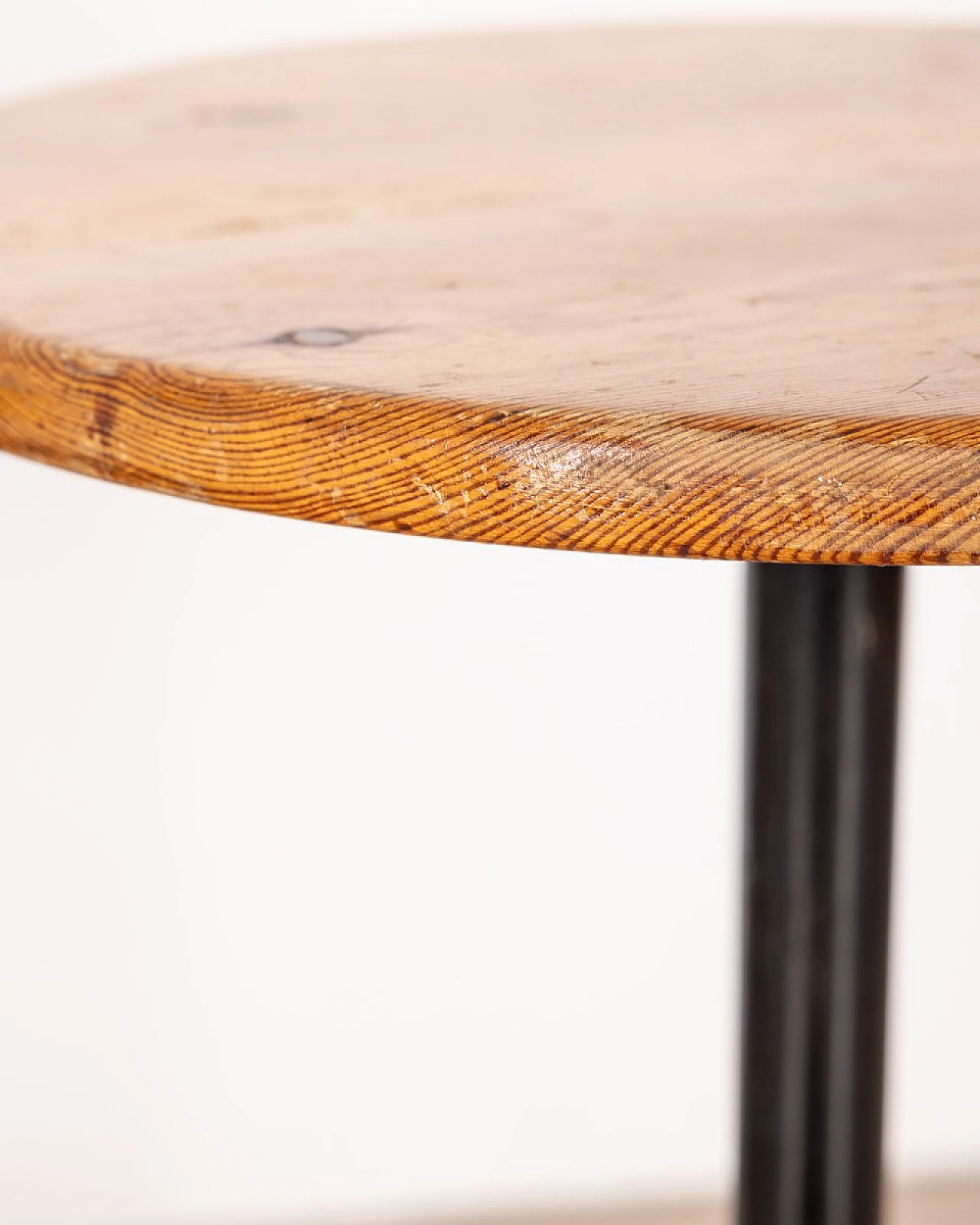 Pair of adjustable stools with wooden seat & metal structure, 1960s 5