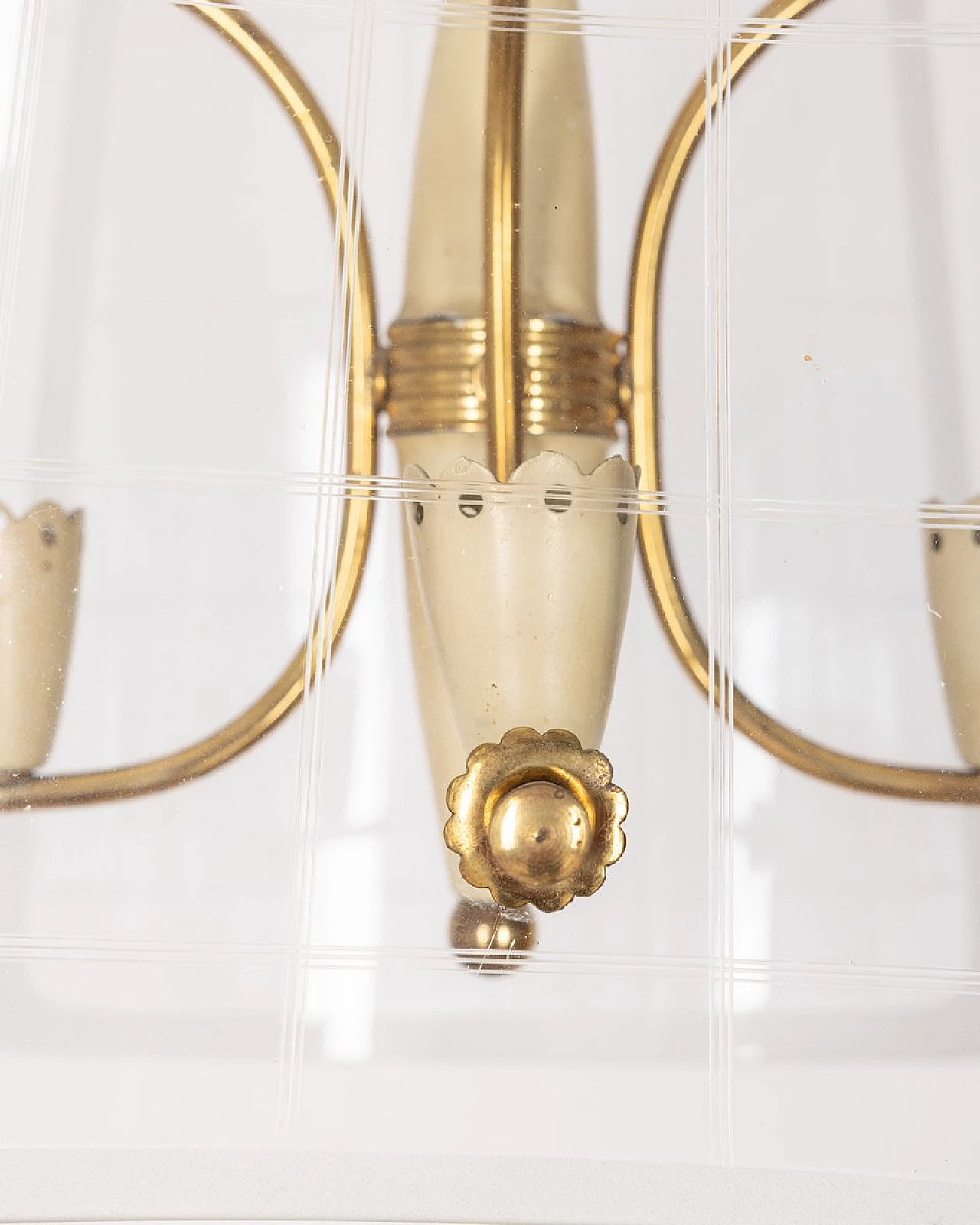 Brass and decorated glass pendant lamp, 1950s 9