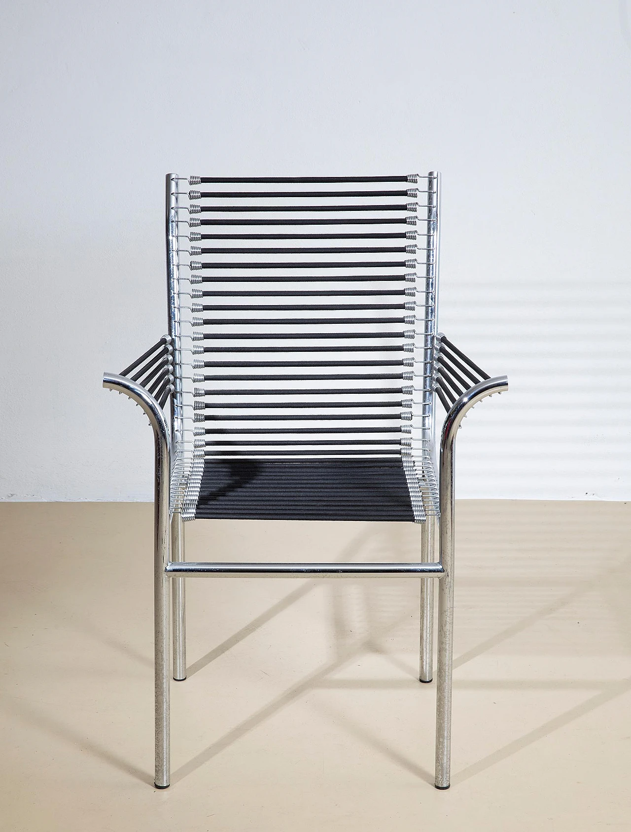 Steel and elastic rope chair by Renè Herbst, 1970s 3