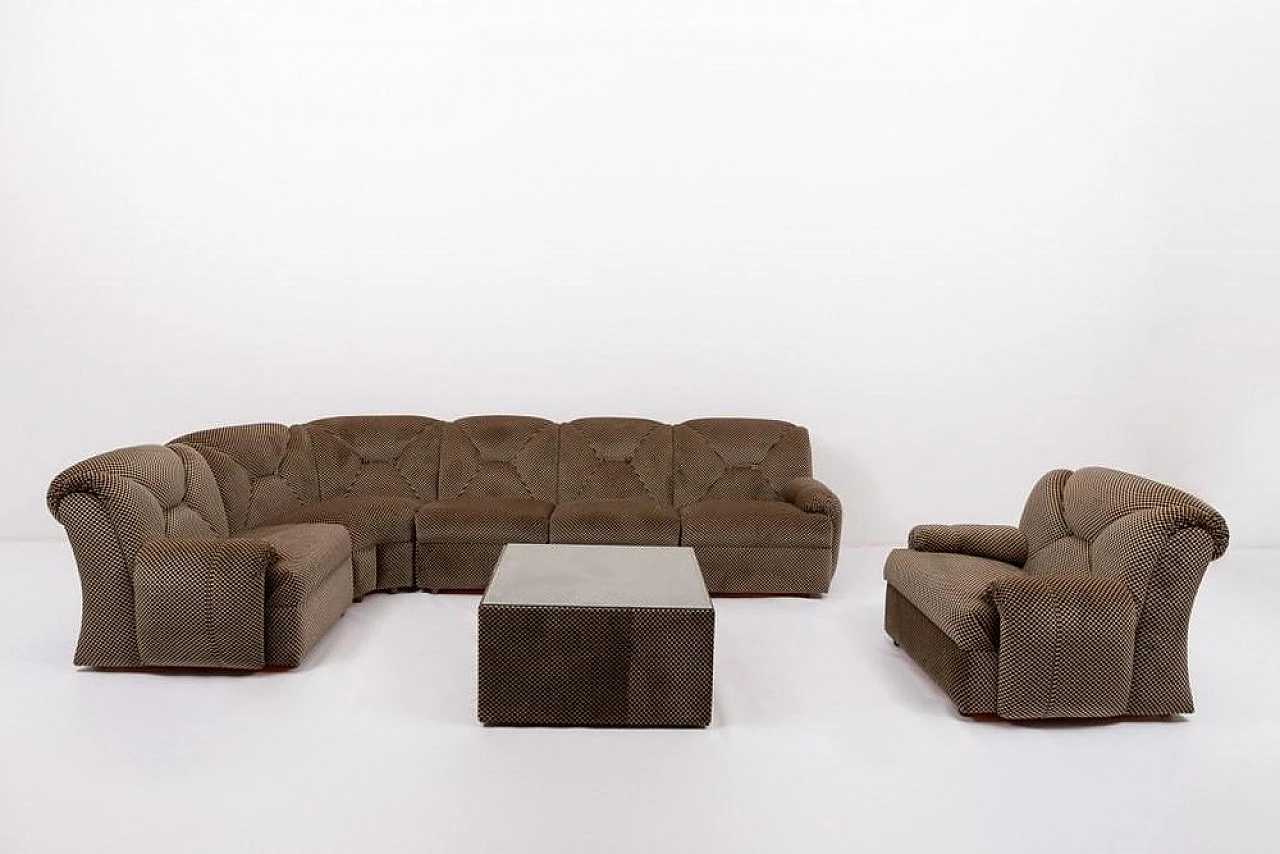 7 Modular armchairs in velvet, 1970s 3