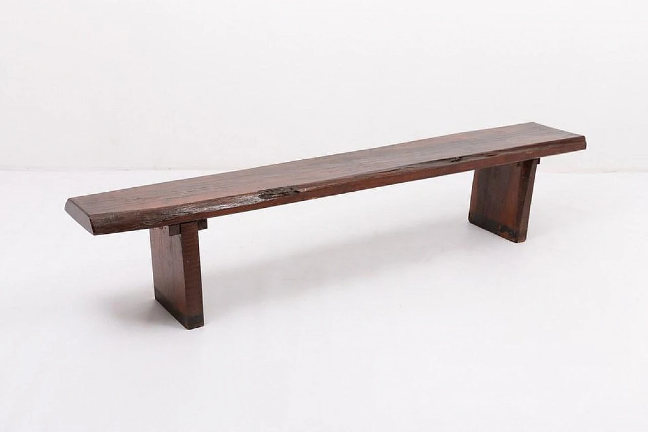 Varnished wooden bench, 1950s 1