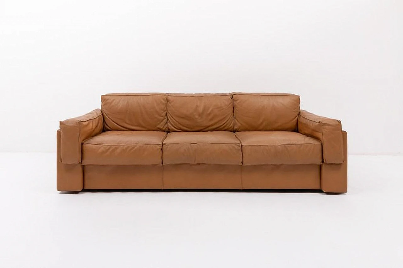 Modern cognac leather sofa, late 20th century 1