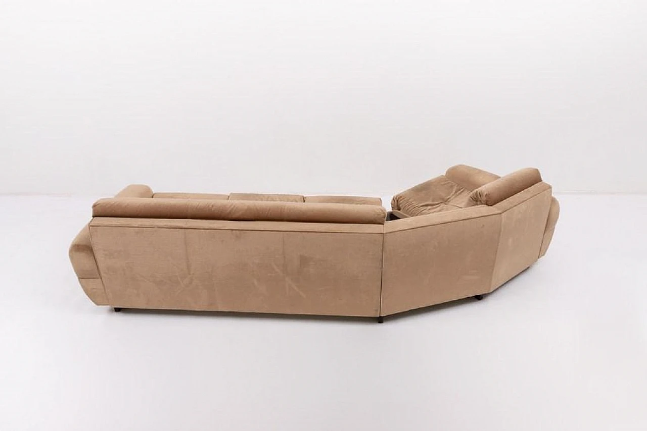 Curved sofa in mahogany and fabric, 1960s 7