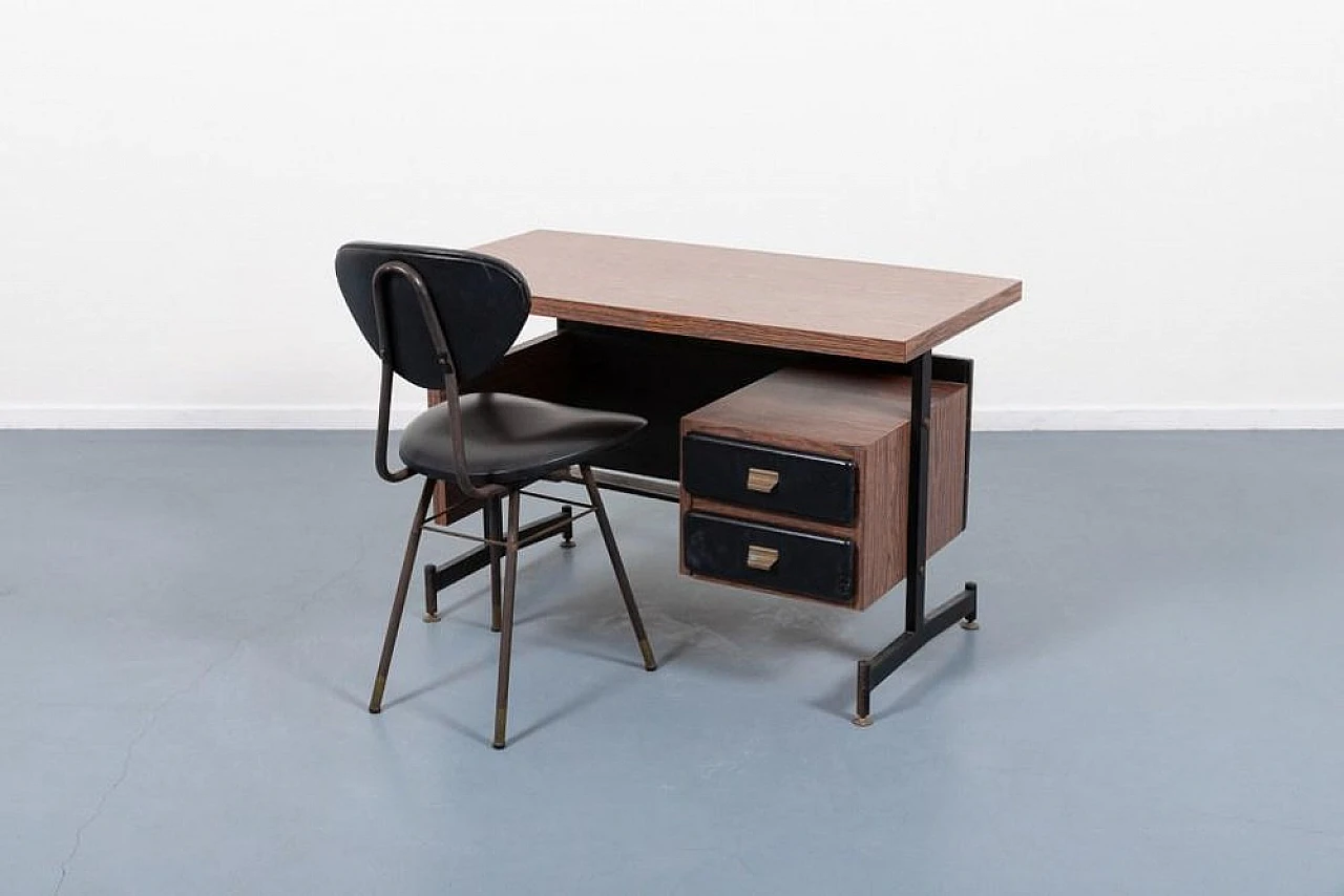 Mid-Century Modern Italian Desk & Chair, 1960s, Set of 2 1