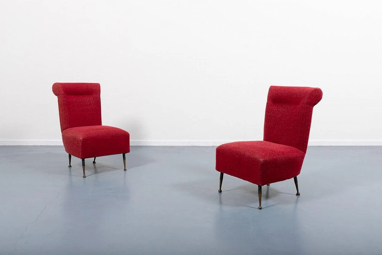 Pair of chairs in steel and fabric, 1950s 1