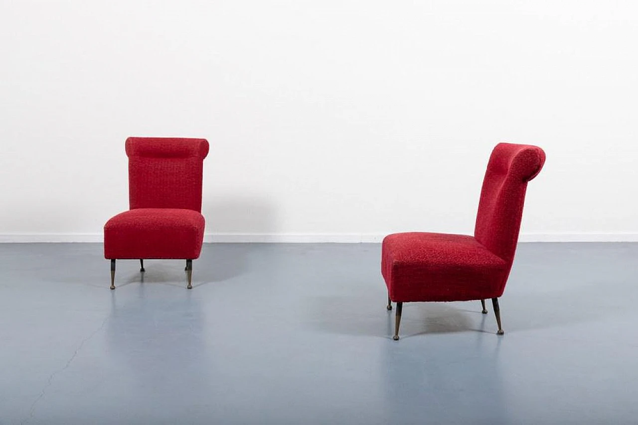 Pair of chairs in steel and fabric, 1950s 2