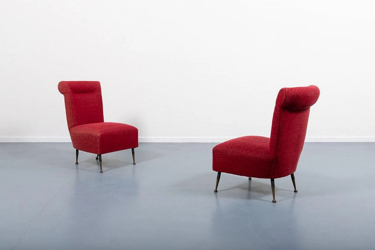 Pair of chairs in steel and fabric, 1950s 3